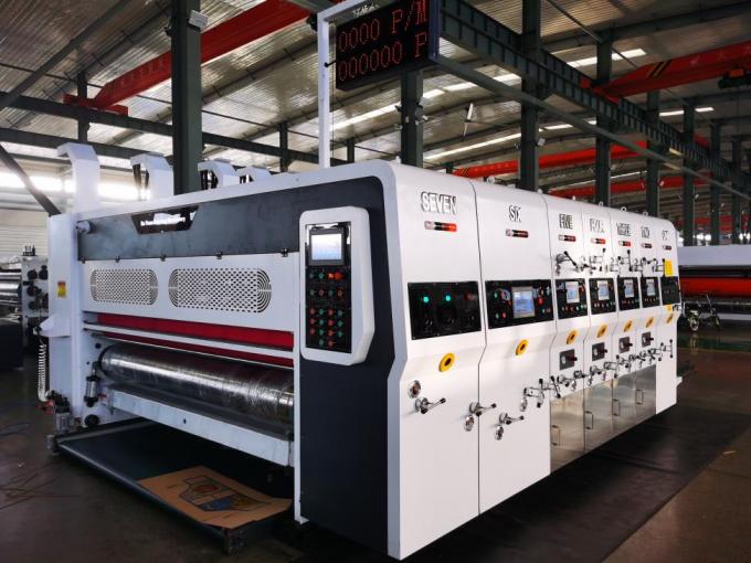 PRY-D1224 Alta velocità Full Automatic 4 Color Flexo Printing Slotting Die Cutting Stacking Machine 6
